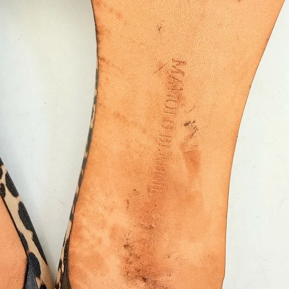 Manolo Blahnik Leopard Leather Lace-Up Mule Kitten Heel Sandals EU 40 Y2K - Picture 8 of 9